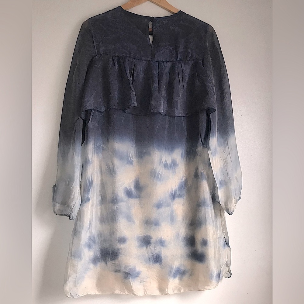 Tie Dye Ruffle Silk Dress - Picture 2 of 8